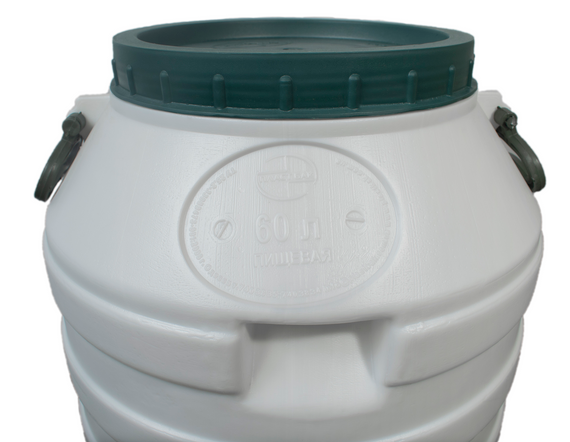 Бочка  пищевая  60 л белая пластиковая  низкая бидон  широкая горловина для молока и воды | Зображення 1