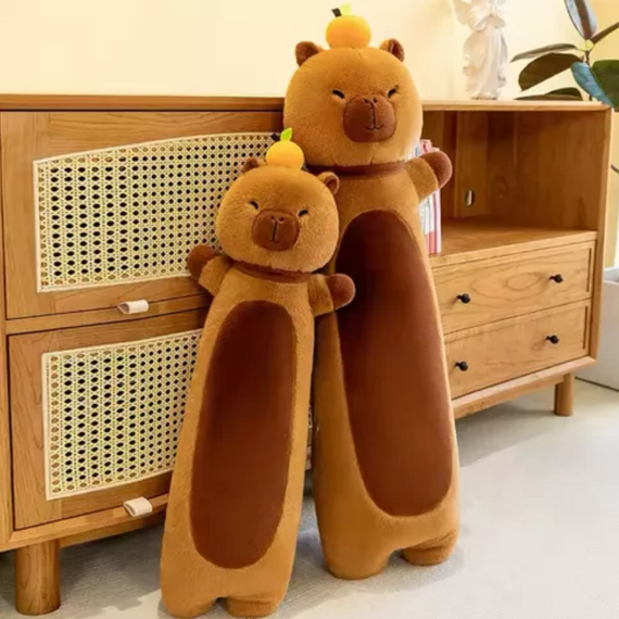 Дитяча м'яка плюшева іграшка-подушка Капібара Батон з мандаринкою 71 см