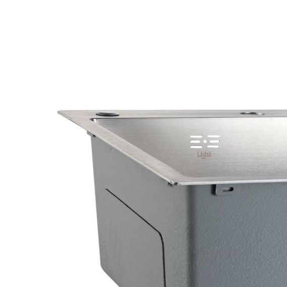 Мойка для кухни интегрированная Lidz Handmade Max 500 H7849R Brushed Steel, 3,0/1,0 мм, крыло справа, увеличенная чаша | Зображення 5