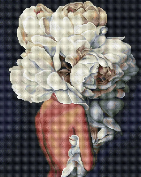 Алмазна мозаїка Дама з півоніями 40х50 см ColorArt SP111 | Зображення 1
