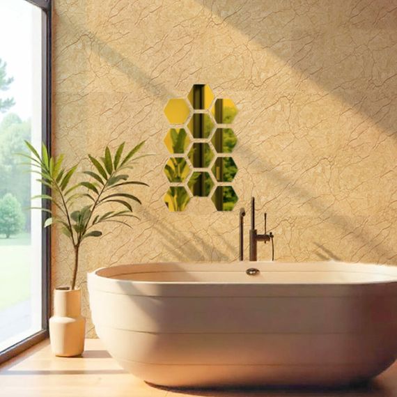 Дзеркальний декор акриловий самоклеючий 85*95мм золото, 12шт (D) SW-00002516 | Зображення 4