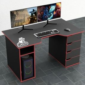 Стол компьютерный Comfy-Home Rasin RS-1 черныйкрасный