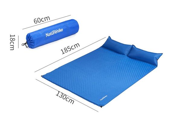 Килимок самонадувний двомісний з подушкою Naturehike NH18Q010-D, 25 мм, синій | Зображення 5