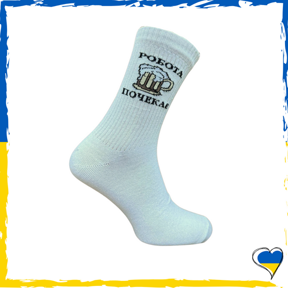 Шкарпетки чоловічі принт Робота почекає. Шкарпетки з приколами. Шкарпетки принт 41-45