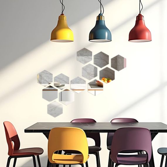 Дзеркальний декор акриловий самоклеючий 150*175мм срібло,12шт (D) SW-00002514 | Зображення 4