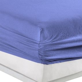 Простынь Kayra 90х200+25см трикотаж люкс на резинке синяя
