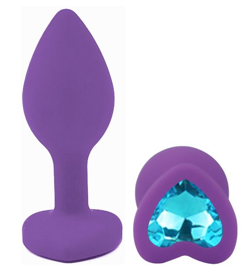 Силіконова анальна пробка EGZO - Silicone Violet Heart Plug Aqua, size S Sex Aura | Зображення 1