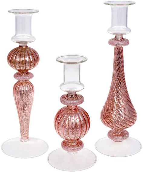 Підсвічник скляний Candlestick 8.5х18см, рожевий | Зображення 1