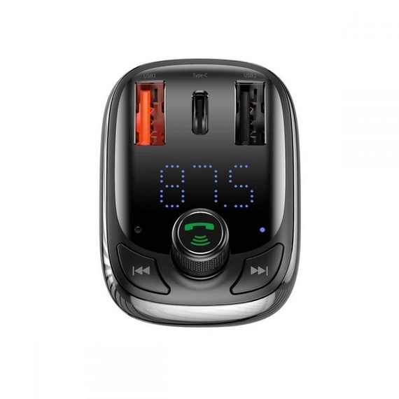 FM‑трансмиттер Baseus FM Launcher S‑13 36W, Bluetooth 5.0, Type‑C + 2 USB (PD + QC3.0), черный