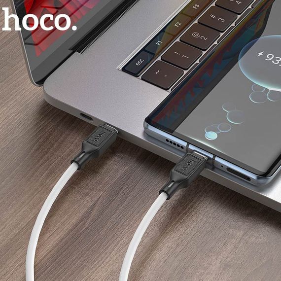 Дата кабель Hoco X90 Cool silicone Type-C to Type-C 60W (1m) White | Зображення 3