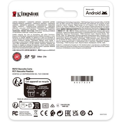 Карта памяти Kingston 64GB microSDXC сlass 10 UHS-I U3 V30 A2 Canvas Go Plus G4 (SDCG4/64GBSP) | Зображення 3