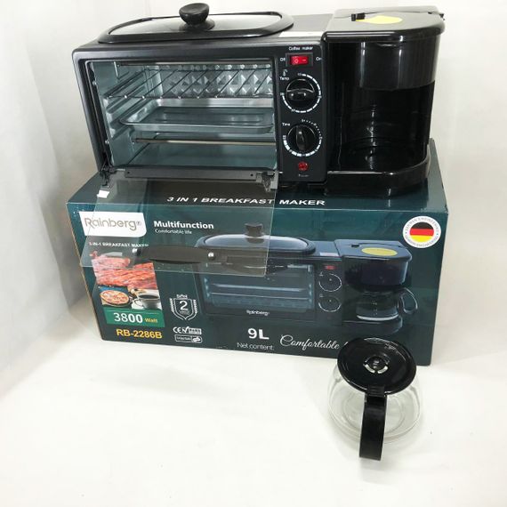 Духовка электрическая настольная для дачи Rainberg RB-2286B 3800 Вт, Электропечь ZL-305 гриль настольная | Зображення 6