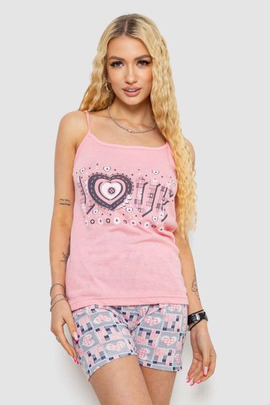 Жіноча піжама з принтом, колір рожевий, 238R3130