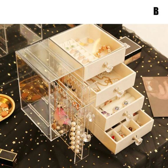Шкатулка для хранения ювелирных украшений AND XL-1831 Makeup Box • Органайзер для колец, сережек, цепочек, косметики и аксессуаров | Зображення 2