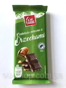Молочный шоколад  Fin Carre с лесными орехами (фундук), 100 г