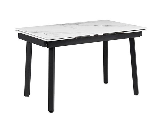 Прямоугольный стол Ashwood DT-2402, столешница керамика белая глянцевая white glossy ceramics 12 мм, размер 120-180х80 см | Зображення 1