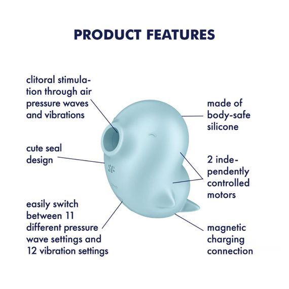 Вакуумний кліторальний стимулятор з вібрацією Satisfyer Sassy Seal, 2 незалежні мотори Sex Aura | Зображення 3
