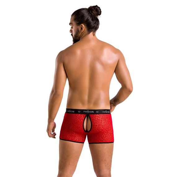 Чоловічі прозорі боксери Passion 046 SHORT PARKER L/XL Red, сітка, під леопард | Зображення 3