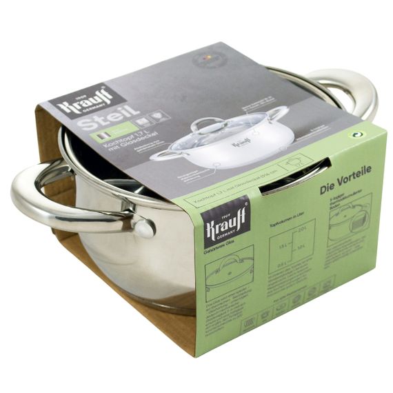Каструля Krauff Steil 26-238-073, 1.7 л, 16 см, з нержавіючої сталі з кришкою, для всіх типів плит | Зображення 6