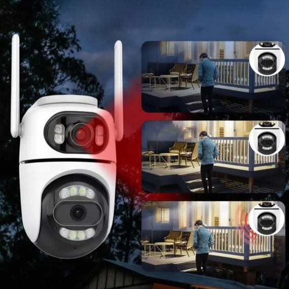 Вулична поворотна камера відеоспостереження WiFi Dual lens Q2 на 2 об'єктиви, 8Mp Type-C | Зображення 4