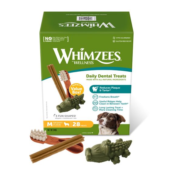 Набір ласощів для чищення зубів у собак середніх порід Whimzees Variety Value Box M, 28 шт