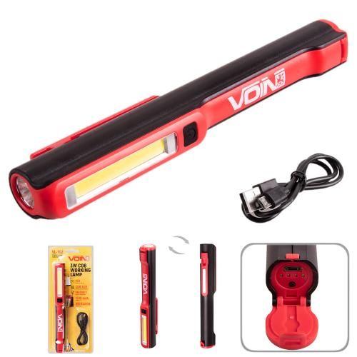 Переносна лампа "VOIN" VL-102, 3W-COB+3W XPE/АКБ1200mAh/магніт/інд. заряда | Зображення 4