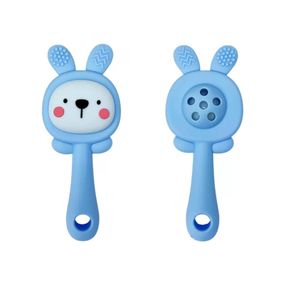 Силиконовый прорезыватель-погремушка "Зайка" MGZ-0427(Blue)