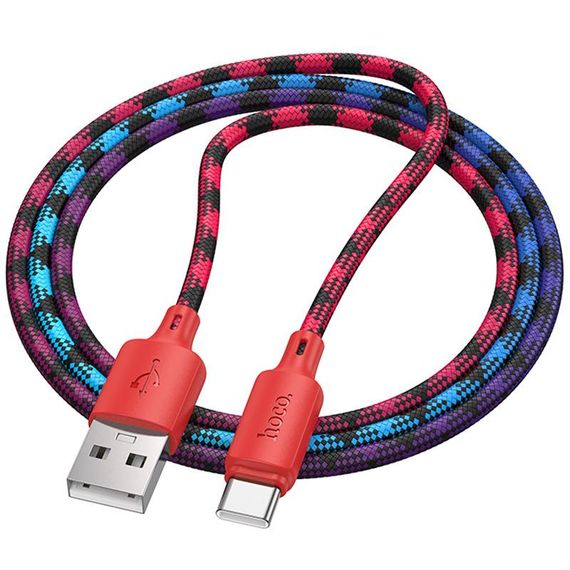 Дата кабель Hoco X116 Meridian USB to Type-C 3A (1m) Gradient Red Mix | Зображення 1