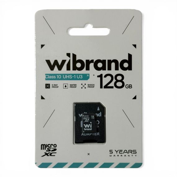 Карта памяти microSDXC (UHS-1 U3) Wibrand 128Gb class 10 (adapter SD)