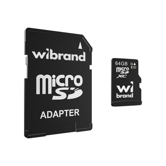 Карта Памяти Wibrand MicroSDHC 64gb UHS-1 10 Class & Adapter | Зображення 1