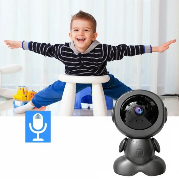 Поворотная видеокамера от USB 360° Q1, Черная / Цифровая видеоняня с микрофоном / Проводная камера наблюдения для детей и животных | Зображення 4