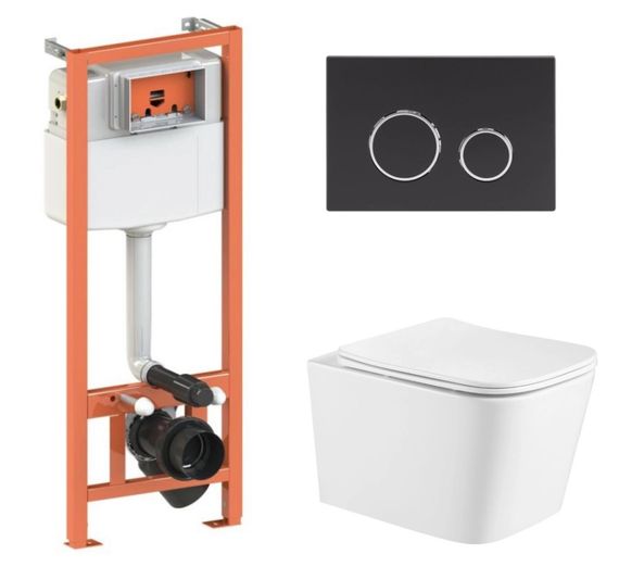 Набір Qtap Nest 4 в 1 підвісний унітаз Crow Ultra Quiet 490x360x290 + комплект інсталяції QT05335171W45128