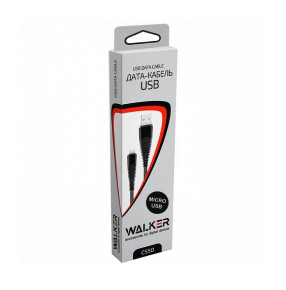 Кабель USB MicroUSB WALKER C550 2,4A 1м чорний | Зображення 1