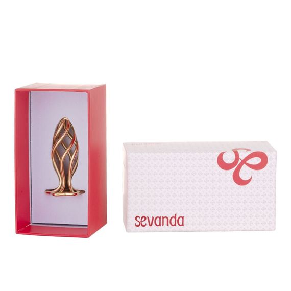 Металева анальна пробка LOCKINK SEVANDA Hollow Spiral Golden, L, золотиста, діаметр 3,9 см | Зображення 2