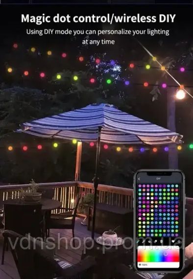 Гирлянда на елку матовый шарик 10 метров с пультом Usb Bluetooth управления с телефона модель (SFK-03) | Зображення 5