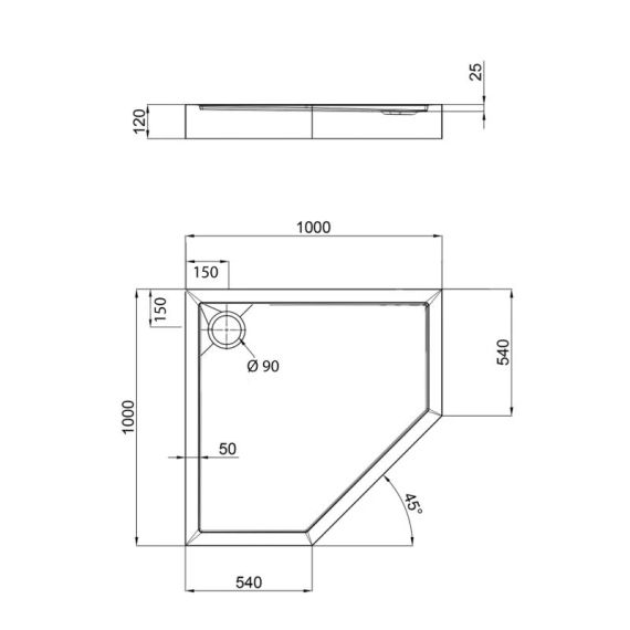 Душевой поддон Qtap Diamond 301112 100x100x12 см + сифон | Зображення 1