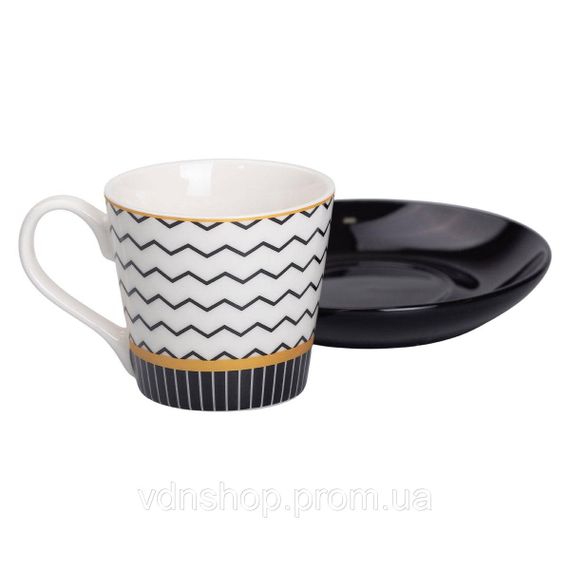 Порцелянова чашка з чорним блюдцем 200 мл RX-N24708WH | Зображення 1