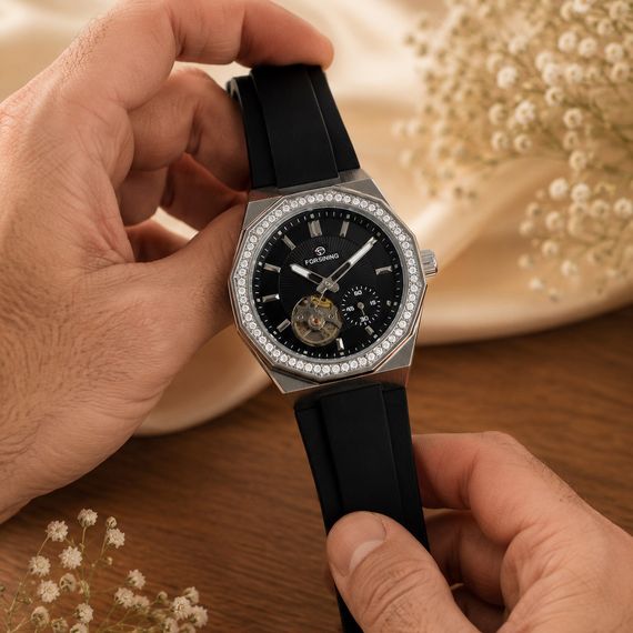 Наручний механічний годинник Forsining 8313 Black-Silver-Black | Зображення 2