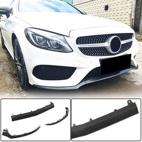 Накладка на передній бампер Lip V4 (для C43 AMG 2015-2019, Карбон) для Mercedes C-сlass W205 рр