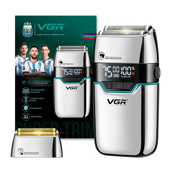 Електробритва VGR V-350 SILVER шейвер, подвійне лезо, 2 насадки, LED Display (45695-V-350 SILVER_600) | Зображення 7