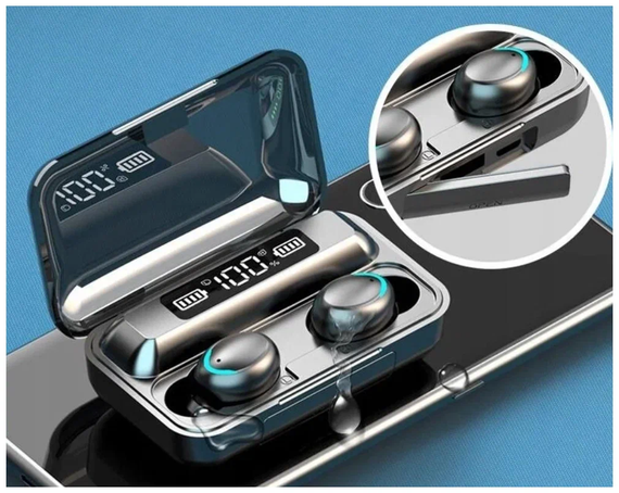 Навушники F9 TWS V5.0 Бездротові сенсорні Bluetooth з індикатором заряду чорні водонепроникні (NB-1) | Зображення 4