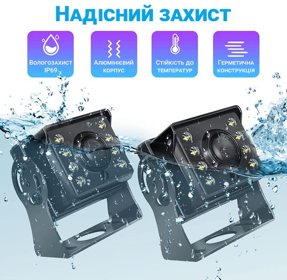 Парковочный комплекс для грузовых автомобилей Podofo Z2109, с 2-мя камерами заднего вида и монитором 8" | Зображення 7