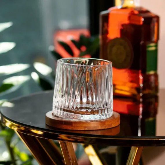 Склянка для віскі Dof 300 мл Jiga Rotating Rocks glass з бамбуковою підставкою HP1601 | Зображення 1