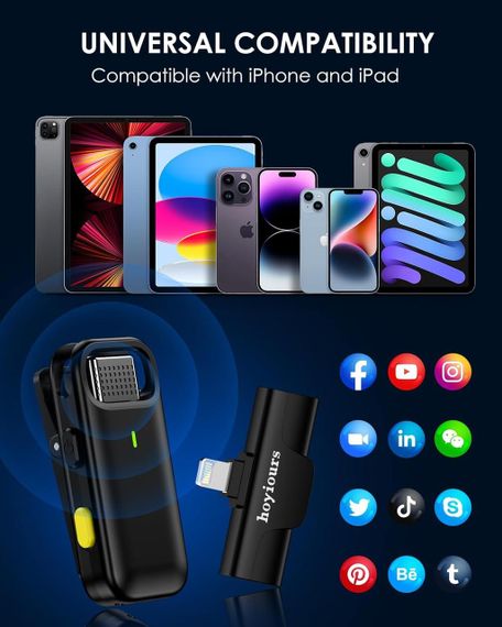 Петличный микрофон, беспроводной, hoyiours для iPhone, iPad, Plug-Play микрофон петличка для iPhone, | Зображення 8