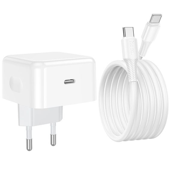 МЗП Hoco C161A Speed PD40W (1USB-C) + кабель Type-C to Type-C White | Зображення 5