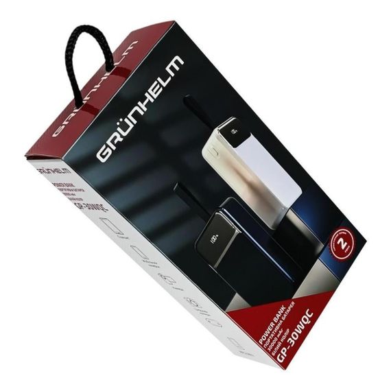 Power Bank - Портативна батарея 30.000 mAh. білий - GP-30WQC. швидка зарядка 22.5W GRUNHELM | Зображення 5