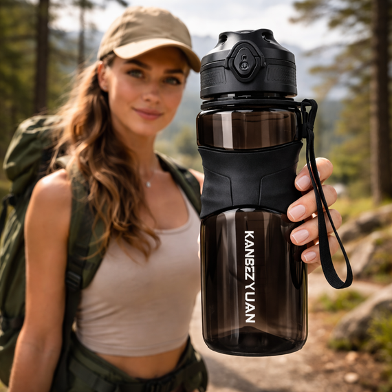 Спортивная бутылка для воды KANGZYUAN 450 мл черная, тритановая (BPA Free) | Зображення 6