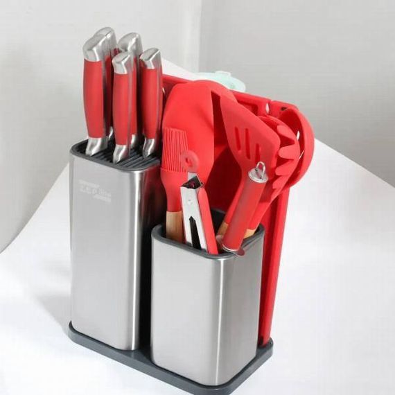 Набір ножів та кухонне начиння 17 предметів Zepline ZP-047 Червоний