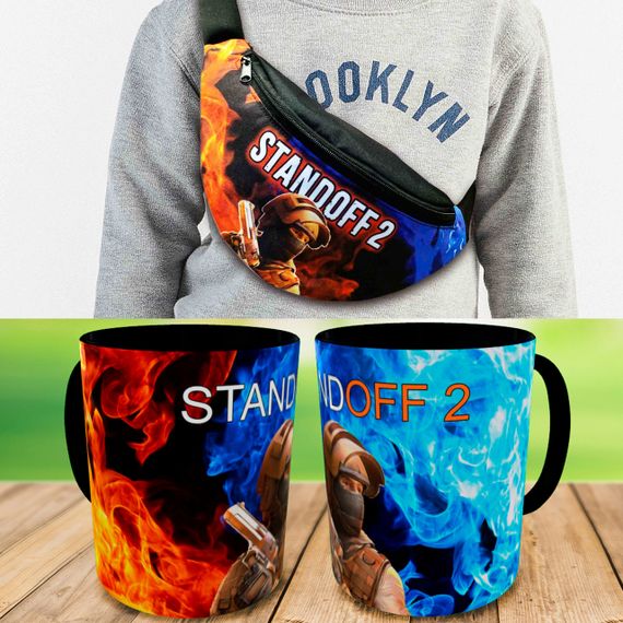 Подарунковий набір: Сумка-бананка + Кружка стендофф2 "Standoff 2" дитячий, для хлопчика (00187)