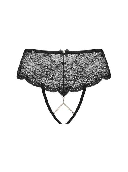 Еротичні відкриті стринги з бусинками Pearlove figi czarne XS/S Sex Aura | Зображення 2